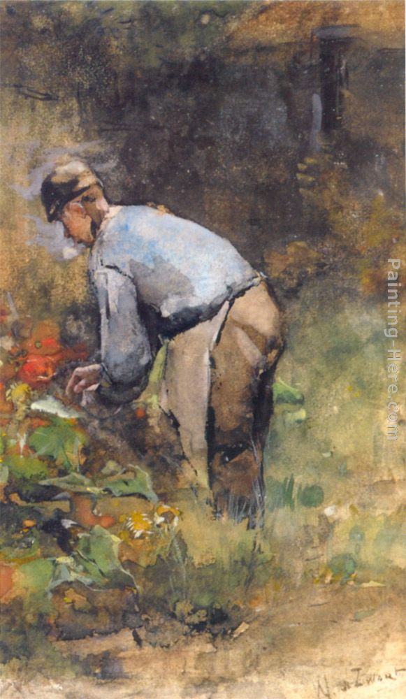 Bernard de Hoog At Work In The Garden